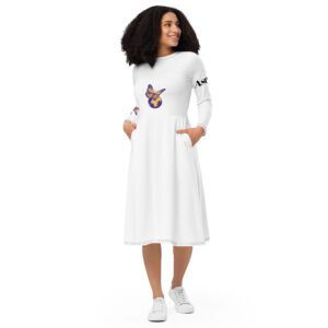 Ascend - All-over print long sleeve midi dress